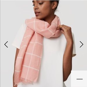 • LOFT Pink Plaid Grid Scarf •